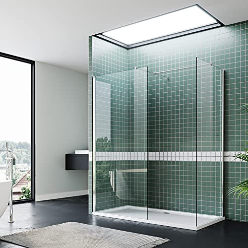 SIRHONA Duschkabin med italiensk vinkel med fäststång 110x80x200 cm Genomskinlig NANO-glas duschkabin 8 mm två dörrar för dusch badrum