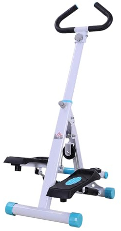 HOMCOM Stepper w/Maniglia Impugnatura Allenamento Fitness Macchina Per Fitness Aerobica Esercizio Casa Palestra Bianco