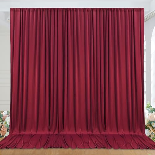 Lot de 2 Rideaux de Fond en Polyester Soyeux pour Mariage, Anniversaire, Noël, Photographie, 3 x 3 m, Marron