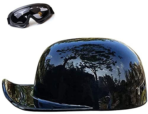 CHLXI Halbhelm Motorradhelm Jethelm Herren Halbschalenhelm mit ECE Retro Brain Cap Halbschale Rollerhelm Chopper Scooter Helm Sturzhelm Baseball Kappe mit Rand(Color:A,Size:M=54-55CM)