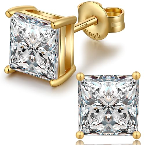 Miaofu Boucles d'Oreilles en Or Blanc 18 Carats pour Femme et Homme Swarovski Boucles d'Oreilles en Argent Sterling 5A Zircon Cubique Boucle d'Oreille 3mm - 8mm
