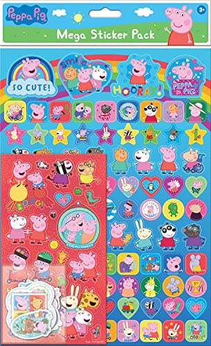 Paper Projects 01.70.22.031 Peppa Pig and Friends Mega-Pack | Drei Arten von Aufklebern (insgesamt 150 Stück) | Wiederverwendbar auf nicht-porösen Oberflächen, Blau/Rot, 29,7 cm x 21 cm