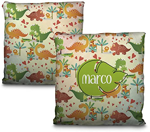 LolaPix Cojin Dinosaurio. Cojin Personalizado. Cojines Infantiles. Personalizado con Nombre. Ambas Caras. Varios tamaños y diseños. Mundo Dino