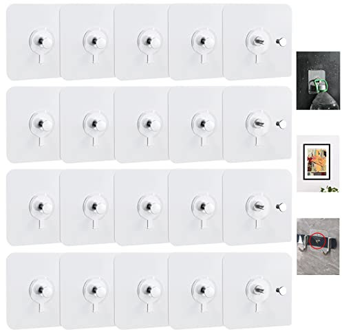 20 Stück Bilderhaken Selbstklebend Transparent Klebehaken Bilder-Haken Ohne Bohren Wandhaken Wasserdicht Bildaufhänger Selbstklebende Aufhängen Fenster für Bilder Poster Fotos Dekorative Gemälde