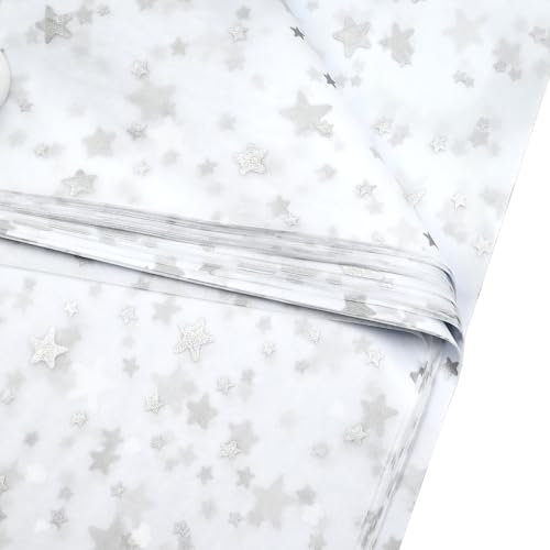 50 fogli di carta velina a forma di stella argentata, 50 x 35 cm, metallizzata, per matrimoni, compleanni, decorazioni fai da te