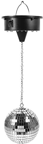 Vaguelly Rotating Disco Light Mirror Ball with Motor for Party Stage Club Bar Decoration Lightweight Plastic Material Hanging Reflective Sphere for Dynamic Lighting Effects