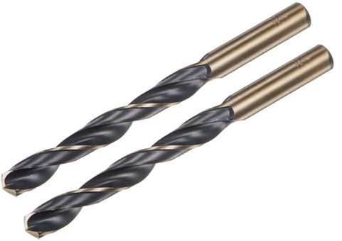 sourcing map 2pcs Jobber Drill Bits 10.5mm (0.413) Black Nitride & Gold Titanium Coated M2 High Speed Steel (HSS) Twist Drill Bits for Stainless Steel Aluminum Alloy Metal