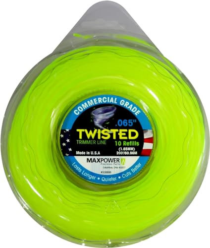 MaxPower EU-338806 Co-Polymer Trimmerfaden 1.6mm - 61 Meter Länge quadratisch gedreht, neongelb, jaume-néon