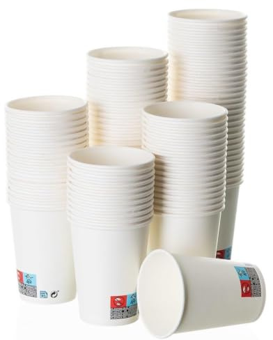 1000 vasos de cartón blanco desechables de café de 250 cc reciclables