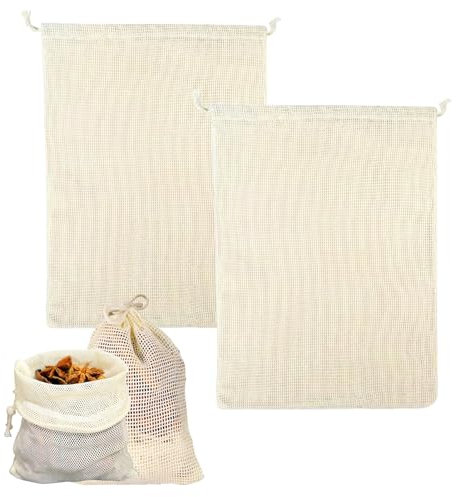2 Reti per Cottura Ceci, Rete da Cucina in Cotton 30 x 20cm, Maglie da Cottura da 2 kg, Riutilizzabili, Adatte per Qualsiasi Tipo di Pentola a Pressione, per Cucinare Legumi