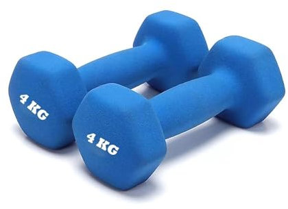 Neoprene Dumbbells 4KG x 2 Weights Iron Hand Aerobic Workout Fitness Gym | Comfortable To Hold and Soft on Floors Excellent Fitness Accessories For Toning and Strength Workouts - BLUE
