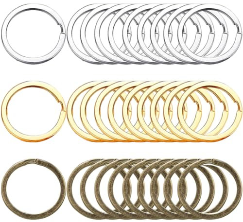 30 Stück Schlüsselringe 30mm Schlüsselring Runder, Hausschlüsseln Spaltringe klein Autoschlüsseln Ringe Metall Schlüsselanhänger Zubehör Runde Schlüsselringe für Schlüssel und Handwerk