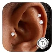 ADRAMATA 3PCS 16G Piercing Helix/Trago | Labret in Titanio G23 Filettato Internamente | Ipoallergenico Titanio Piercing Labret CZ Cuore Orecchio Conch | 6/8/10MM | 3 Pezzi Singoli