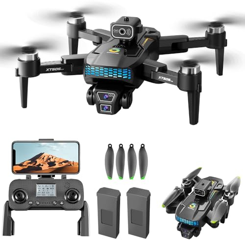 OBEST GPS-drönare med 4K-kamera, WiFi RC quadcopter med borstlös motor, mindre än 249 gram, hållbarhet, 360° hinderförebyggande, 2 batterier, lämplig för nybörjare