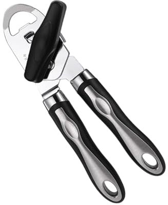 Diboniur Apriscatole Manuale, 3 in 1 Apriscatole Professionale in Acciaio Inossidabile, Apri Barattoli senza sforzo, Bordo Liscio (Nero)