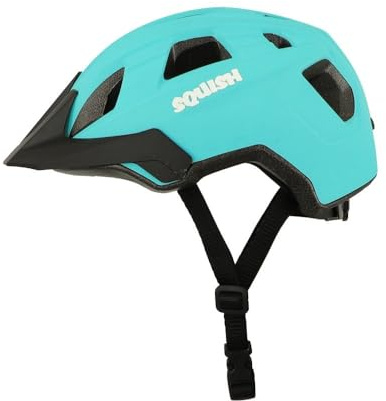 Squish Kids Bike Helmet | Ages 4-12 Childrens Boys Girls Unisex Cycle Bicycle Shell | Easy Adjustable Dial-Fit | Lightweight Padded Ventilated Safety Comfort | Turquoise