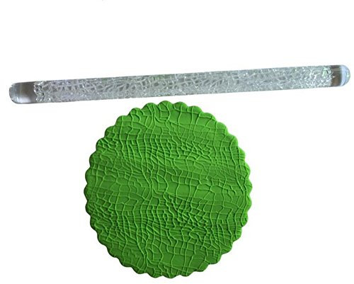 VALINK Mesh Pattern Acrylic Transparent Fondant Embossing Rolling Pin, Cake Decorating Tool, 16CM x 1CM
