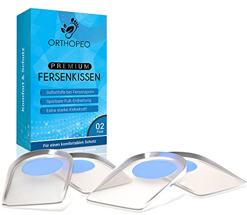 ORTHOPEO Premium hälsporre inlägg I hälkudde I hälkudde för skor IGel silikon inlägg hälsporre dam I 2 par gelinlägg för hälen iortopediska gelkuddar I L 10,2 cm B 6,3 cm