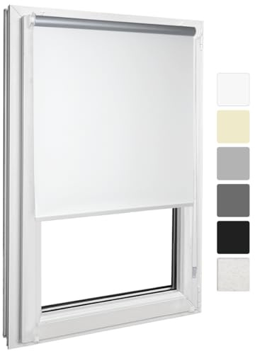 Home-Vision® Verdunkelungsrollo Klemmfix, ohne Bohren mit Klämmträgern, Fensterrollo, Seitenzugrollo, Verdunklungsrollo, Lichtundurchlässig Thermorollo (Weiß, B40cm x H150cm)