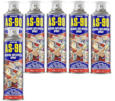 Pack Of 6 Action Can AS-90 Welders Anti-Spatter Fluid Spray Multi Use 400g wire feed lubricant, and post-weld corrosion inhibitor