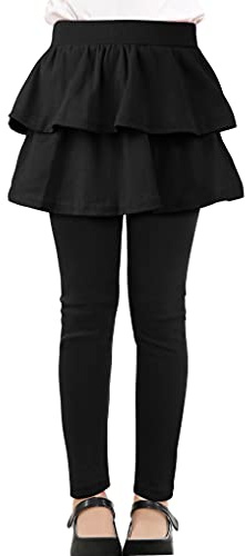 KEREDA Girls Leggings Ruffle Skirt School Uniform Pants Kids Clothes 10-12 Black
