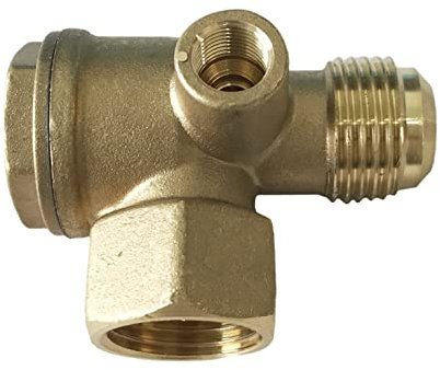 Anawakia Valvola di non ritorno, valvola di non ritorno del compressore, filettatura esterna a 3 vie, in ottone 90 gradi, valvola di non ritegno per compressore d'aria 1/2 x 1/2 x 1/8