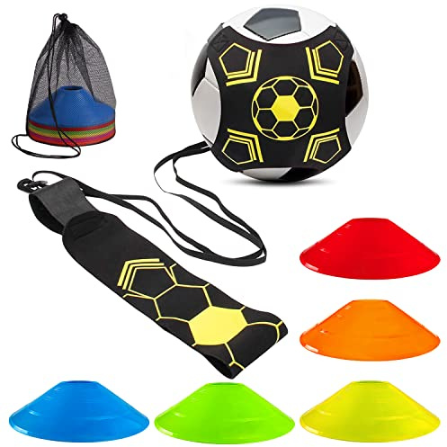 LBING Trainer da Calcio Cintura da allenamento da calcio con 10 Coni per l'allenamento per L’Allenamento Individuale con Cintura Regolabile per Bambini Adulti