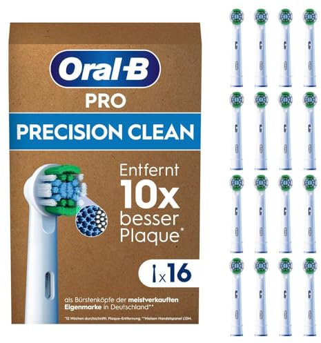 Oral-B Testine Di Ricambio per Spazzolino Elettrico, 16 Testine Oral B Pro Precision Clean Bianche Autentiche, Confezione Adatta Alla Buca Delle Lettere