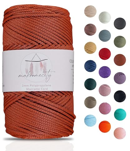 Makromecity makramégarn 2 mm x 115 m premium polyester makramérep polypropylen garn för hantverk heminredning platsplatta axelväska handväska löpare nappkedja 20 färger
