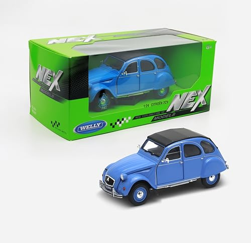 OPO 10 - Voiture 1/24 Compatible avec Citroen 2CV Bleue - Welly 24009A-bleue