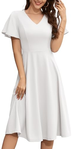 Bridesmay Womens Wedding Guest Dress Midi Prom Party Dresses White M