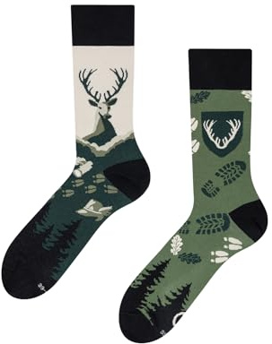 Dedoles Socken Unisex Damen Herren & Kinder Baumwolle viele lustige Designs 1 Paar Geschenk links rechts verschieden, Farbe: Grün, Motiv: Jäger und Förster, Gr. 39-42