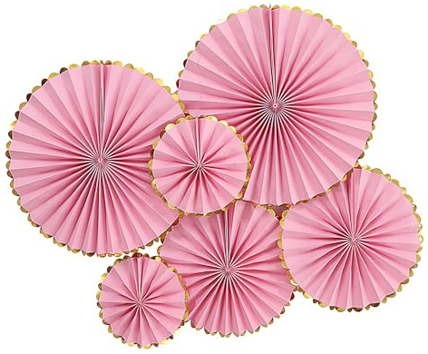 QZKJQDD Rosa Party Deko Suspension deko hochzeit Deko Sommer Papierfächer Girlande Geburtstag Rosa Girlande Tischdeko Baby Shower Frühling Sommer Deko (6 Pack)