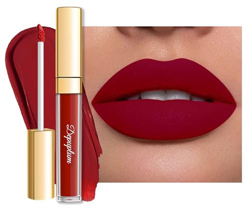 Matte Dark Red Lipstick for Women, Superstay Long Lasting Lipstick Anti-Stain Liquid Dark Lipsticks Cruelty Free (DM18