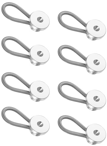 Wrlcorly 8Pcs Collar Extenders for Mens Shirts Button Extender Soft Elastic Extenders for Neck Tie Dress Coat Silver Tone