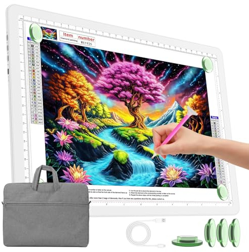 TOHETO Tavolo Luminoso A4 con Custodia per Pittura con Diamanti, Scatola LED Ricaricabile Ultra per Disegnare, Piastra Luminosa Senza Fili