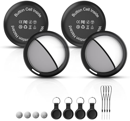 Bnlei Localizzatore Smart Air Tracker Tag Compatibile Apple Dov'è (solo iOS), Batteria di Ricambio Inclusam, Adatto per Chiavi, Portafoglio, Auto, Bicicletta, Borsa (Nero, Confezione da 4)