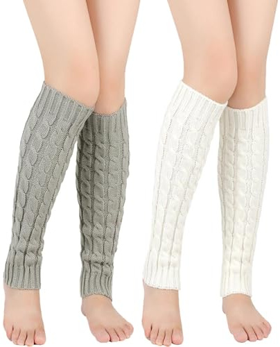 ZXTGBQ 2 Pares Calentadores Piernas, Leg Warmers De Piernas Vintage Mujer, Calentadores NiñA Invierno De Punto, Calentadorespiernas Mujer, Adecuado Para Mantener El Calor En Invierno