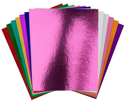 Foil kartongpapper, 50 ark 20 x 30 cm färgat glittrande | pysselfolie kartongpapper, för scrapbooking konstprojekt bröllopsinbjudningar studio dagis