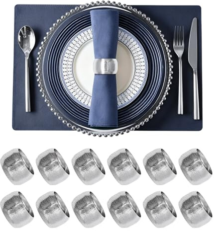 12 Piezas Servilleteros Navideños de Oro, Anillos de Servilleta de Metal para Decoración de Mesa, Navidad, Boda, Acción de Gracias, Fiesta, Cena, Decoración Elegante para Celebraciones