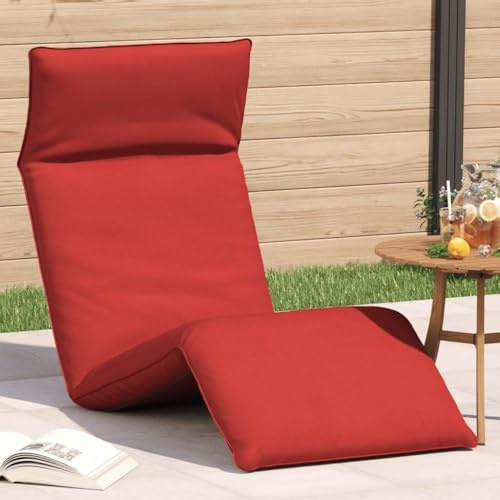 HEFZGDB Folding Sun Lounger with 5 Reclining Positions, Red Oxford Fabric, Manual Adjustable Backrest and Footrest, Foldable Design for Easy Storage and Transport, Sturdy Metal