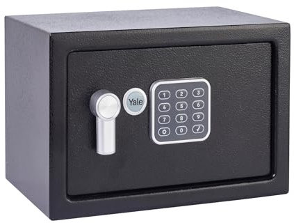 Yale Small Alarmed Value Safe, 130dB Built In Alarm, Steel Construction, Steel Locking Bolts, Emergency Overide Key, Wall And Floor Fixings, Black, YEC/200/DB1