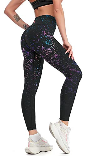 Cerburny Women's Athletic Workout Leggings High Waisted 4-Way Stretch Yoga Pants Running Exercise Galaxy Pants