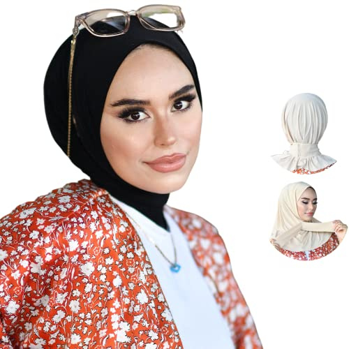 para life Black Snap Hijab for Women, Breathable Instant Hijabs|Standard Size Stretchable Cotton Sandy|Jersey Undercap&Cap For Casual Sports&Special Days|Modal Scarf For Women