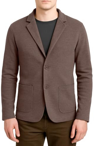 Blazer Giacca Jacket da Uomo Slim Fit in Lana - Punto di Cucitura Milano - Artigianale, Made in Italy - Casual, Classica Sportiva (L, Tabacco)