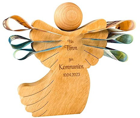 Ängelfigur för nattvarden, skyddsängel med gravyr, personlig dekorativ träängel, nattvardsgåva, pengagåva för pojkar och flickor, trädekoration, ängel, gåvor till nattvarden, träfigur