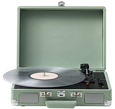 ROLTIN Giradischi Portatile per Valigia con Altoparlante Stereo, Giradischi per Valigia in Vinile con Trasmissione a Cinghia a 3 velocità, Supporto 7/10 (fonografo)