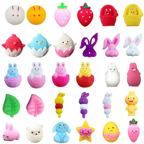 POPOYU 30 St Oster Squishy Spielzeug,Ostereier mit Mochi,Mini Mochi Ostern Squishy,Squishy Fidget Toy Mochi,Stressabbau Angst Spielzeug für Kinder Ostern Behandlung von Goodie Geschenktüten Füllstoff