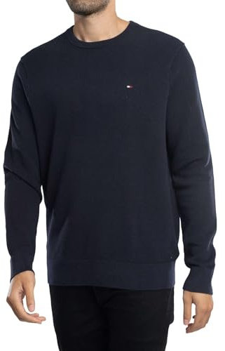 Tommy Hilfiger Men’s Essential Structure Crew Neck Regular Fit Jumper, Blue (Desert Sky), XXL