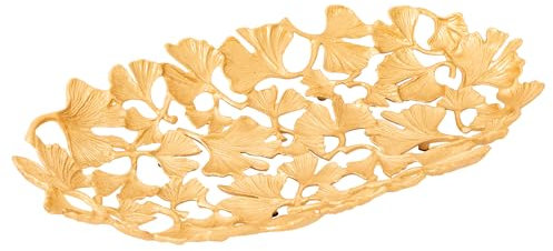 Riess Ambiente Dekorative Schale Ginkgo Leafs 50cm Gold Handmade Metall Schüssel Dekoschale Dekoration Dekoobjekt Obstschale